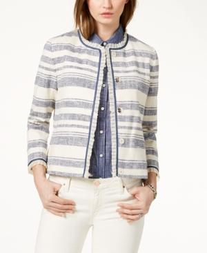 Tommy Hilfiger Ruffle-trim Striped Jacket
