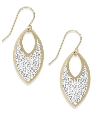 Two-tone Fancy Teardrop Earrings In 10k Gold