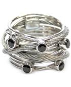 Charriol Women's Silver-tone Black Spinel Cable Ring