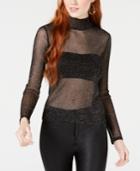 Xoxo Juniors' Sheer Metallic Turtleneck Top