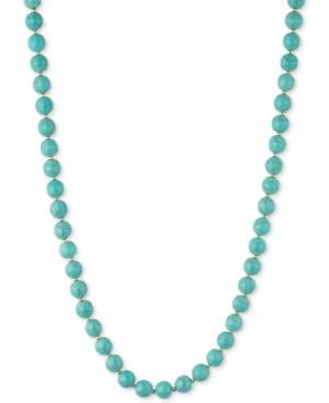 Anne Klein Gold-tone Blue Bead All-around Collar Necklace