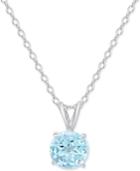 Blue Topaz Solitaire 18 Pendant Necklace (3/4 Ct. T.w.) In Sterling Silver