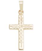 Small Leaf Cross Pendant In 14k Gold