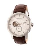 Heritor Automatic Callisto Silver Leather Watches 45mm
