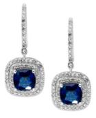 Velvet Bleu By Effy Manufactured Diffused Sapphire (2-1/4 Ct. T.w.) And Diamond (1/2 Ct. T.w.) Earrings In 14k White Gold