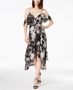 Bardot Printed Off-the-shoulder High-low Dress