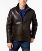 Calvin Klein Men's Faux-leather Stand-collar Jacket