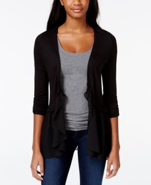 Bcx Juniors' Slub-knit Ruffled Cardigan
