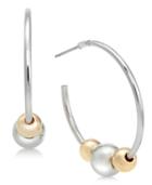 Alfani Two-tone Beaded Open Hoop Earrings, Created For Macy's