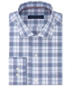 Tommy Hilfiger Men's Classic Fit Non-iron Performance Blue And Green Check Dress Shirt