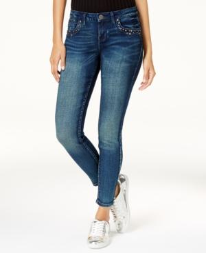 Rampage Juniors' Chloe Curvy Studded Skinny Ankle Jeans