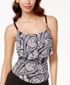 24th & Ocean Tropicana Paisley Tiered Tankini Top Women's Swimsuit