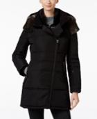 Calvin Klein Faux-fur-trim Asymmetrical Puffer Coat