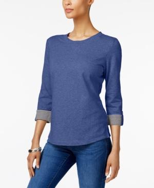 Karen Scott Tab-sleeve Sweatshirt, Created For Macy's