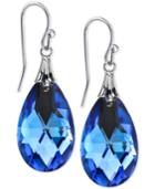 2028 Silver-tone Blue Faceted Teardrop Earrings
