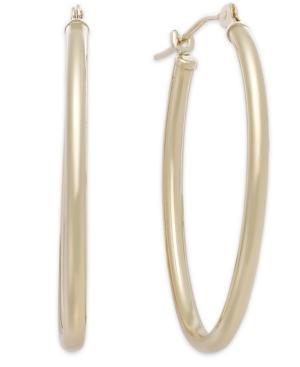 14k Gold Earrings, Oval Hoops