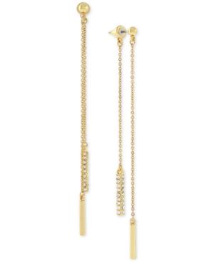 Vince Camuto Gold-tone Pave Dangle Front And Back Earrings