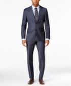 Boss Men's Extra-slim Fit Blue Tonal Windowpane Plaid Suit
