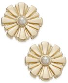 Charter Club Gold-tone Imitation Pearl Button Earrings, Only At Macy's