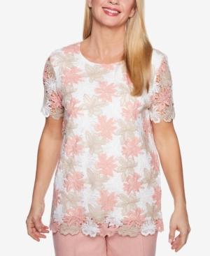 Alfred Dunner La Dolce Vita Floral-lace Top