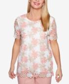 Alfred Dunner La Dolce Vita Floral-lace Top
