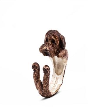 Labradoodle Brown Hug Ring In Sterling Silver And Enamel