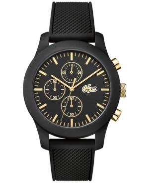 Lacoste Men's Chronograph 12.12 Black Silicone Strap Watch 44mm 2010826