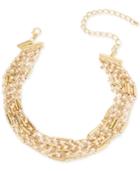 Inc International Concepts Gold-tone Imitation Pearl Multi-row Choker Necklace, Only At Macy's