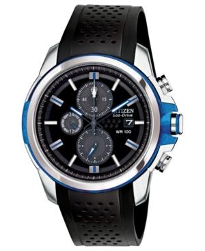 Citizen Men's Chronograph Drive From Citizen Eco-drive Black Polyurethane Strap Watch 45mm Ca0421-04e