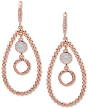 Anne Klein Rose Gold-tone Crystal Orbital Drop Earrings