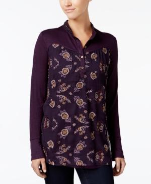 Style & Co Embellished Embroidered Shirt, Created For Macy's