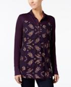 Style & Co Embellished Embroidered Shirt, Created For Macy's