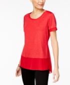 Ny Collection Glitter Chiffon-trim Top