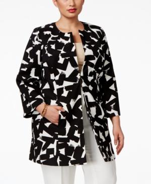 Kasper Plus Size Abstract-print Long Jacket