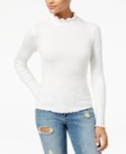American Rag Juniors' Ruffled-trim Ribbed Top, Created For Macy's