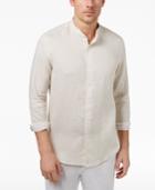 Tasso Elba Island Men's Medallion-print Band-collar Linen Shirt, Created For Macy's