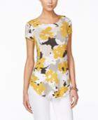 Alfani Floral-print Short-sleeve Top, Only At Macy's
