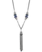Inc International Concepts Silver-tone Jet Stone And Tassel Lariat Necklace, Only At Macy's