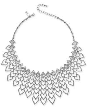 I.n.c. Silver-tone Pave Heart Statement Necklace, 16 + 3 Extender, Created For Macy's