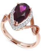 Effy Collection Diamond (1/5 C.t. T.w.) And Rhodolite Garnet (2-3/4 C.t. T.w.) Ring In 14k Rose Gold