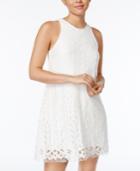 Speechless Juniors' Lace Sheer-hem Shift Dress