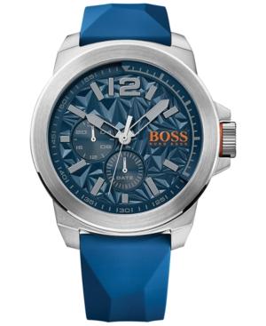 Boss Orange Men's New York Blue Silicone Strap Watch 50mm 1513348