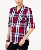 Tommy Hilfiger Plaid Roll-tab Shirt, Only At Macy's
