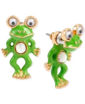 Betsey Johnson Gold-tone Frog Stud Earrings