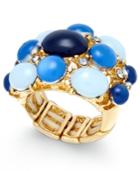 Inc International Concepts Gold-tone Blue Stone And Crystal Statement Ring, Only At Macy's