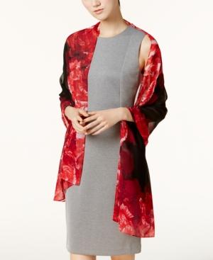 Calvin Klein Floral Border Chiffon Scarf