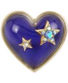 Betsey Johnson Gold-tone Pave Stars & Blue Stone Heart Mood Ring