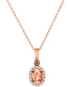 Le Vian Chocolatier Peach Morganite(1/2 Ct. T.w.) & Diamond (1/6 Ct. T.w.) Pendant Necklace In 14k Rose Gold