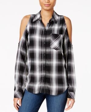 Sanctuary Delaney Cold-shoulder Plaid Shirt