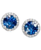 Velvet Bleu By Effy Sapphire (2 Ct. T.w.) And Diamond (1/5 Ct. T.w.) Circle Stud Earrings In 14k White Gold